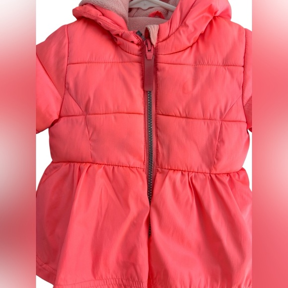 Cat & Jack toddler girl peplum puffer jacket Peach/pink/salmon color 12 months - Picture 4 of 7